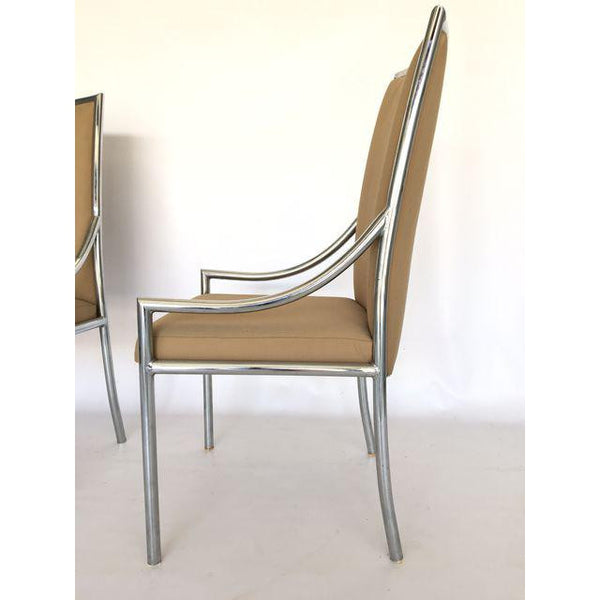 Pair of Chrome Dining Chairs After Milo Baughmann