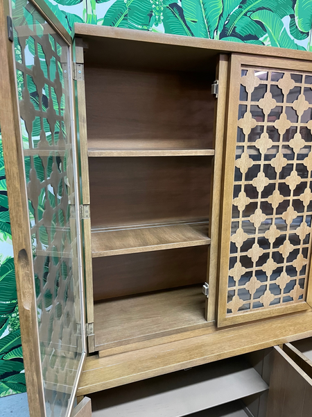 Mid-Century Modern Asian Chinoiserie China Cabinet open view