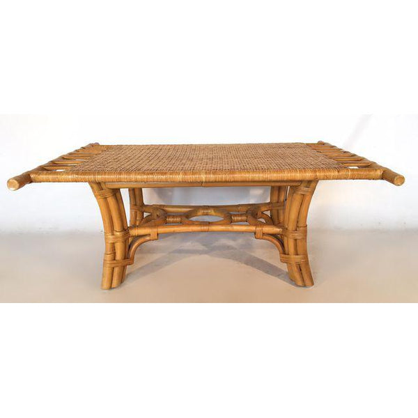 Vintage Pagoda Style Bamboo with Cane Coffee Table