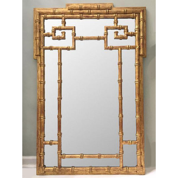 La Barge Asian Chinoiserie Gold Faux Bamboo Wall Mirror