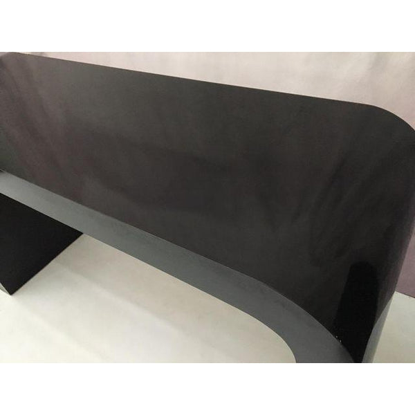 Gloss Black Hollywood Regency Waterfall Console Table After Karl Springer