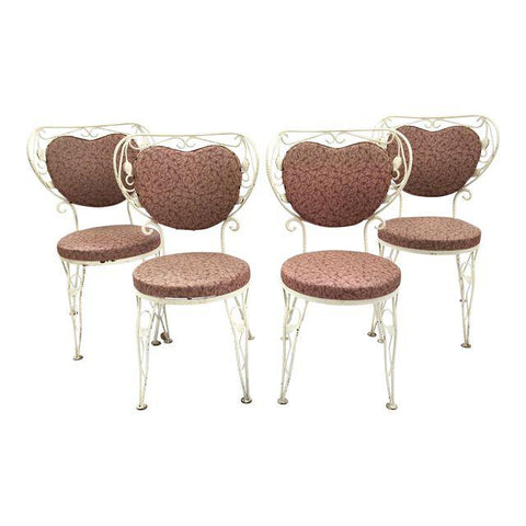 Heart Shaped French Iron Bistro Chairs - Set of 4