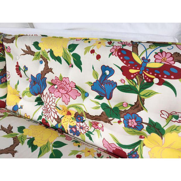 Hollywood Regency Botanical Floral Print Sleeper Sofa