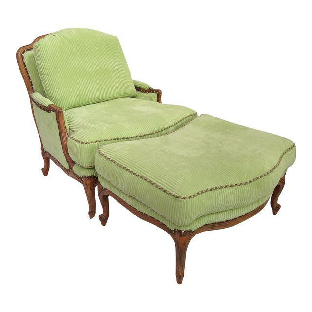 Taylor King Bergère Club Chair With Ottoman