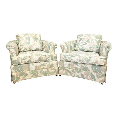 Pair of 1980s Art Deco Upholstered Club Chairs
