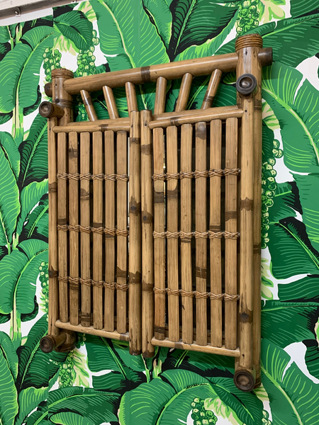 Vintage Bamboo Folding Mirror closed view