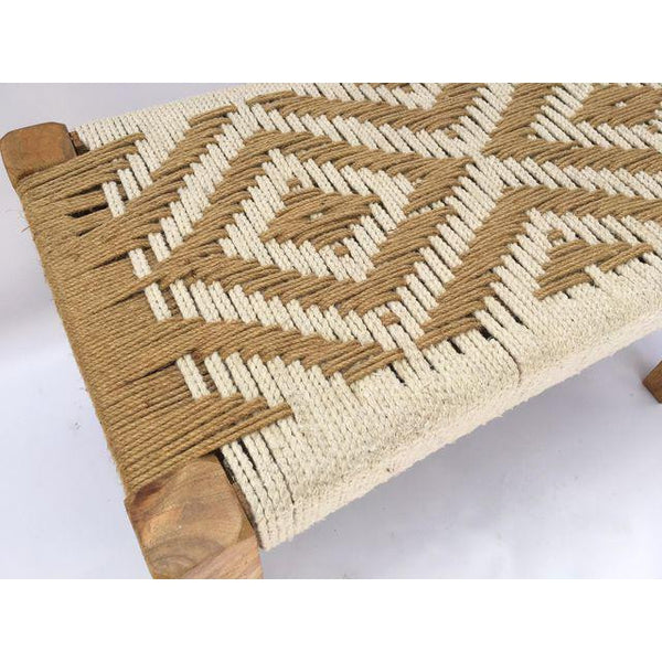 Pair of Mid-Century Boho Rope Woven Benches