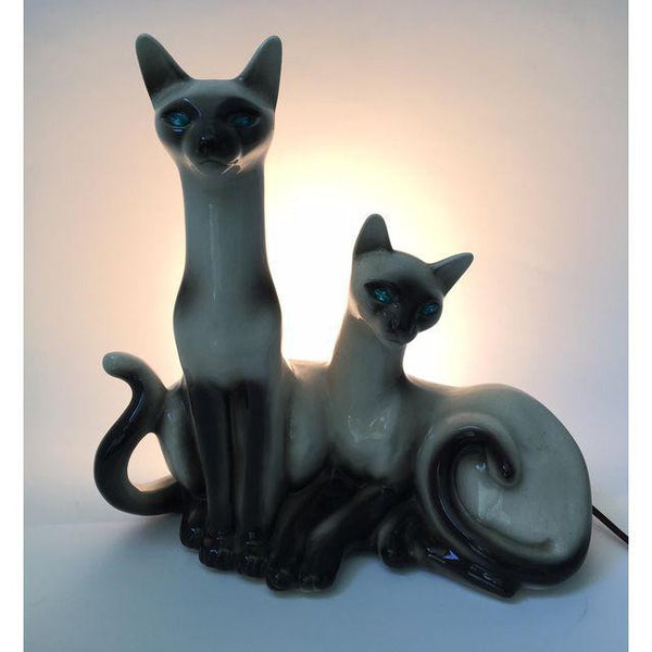 Vintage Lane & Co. Van Nuys Ceramic Siamese Cat TV Lamp