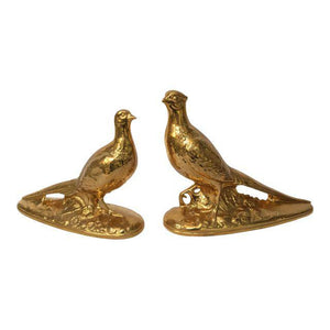 Pair of Hollywood Regency Gold Gilt Pheasant Figurines