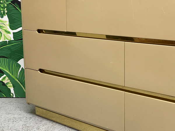 80s Seven Drawer Brass Plinth Dresser by Lane