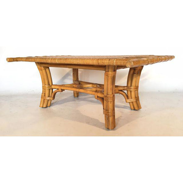 Vintage Pagoda Style Bamboo with Cane Coffee Table