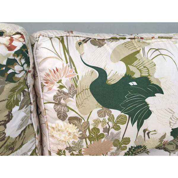 Henredon Inspired Hollywood Regency Chinoiserie Asian Bird Tuxedo Sofa