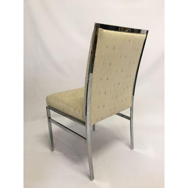 Chrome Upholstered Dining Chairs After Milo Baughman rear