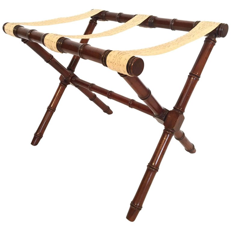 Faux Bamboo Carved Wood Luggage Rack by Kindel