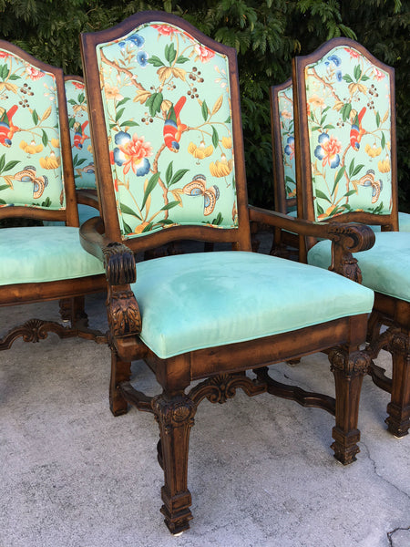 Set of Eight Louis XIV Style Chinoiserie Dining Chairs
