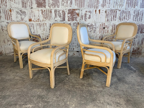 Set of Four Twisted Rattan Dining Chairs