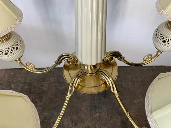 Brass and Ceramic Five Light Chandelier by Lenox