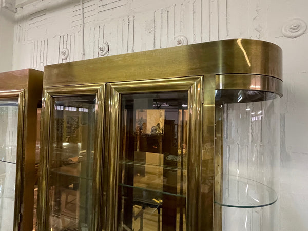 Mastercraft Brass and Glass Display or Vitrine Cabinets, a Pair upper view