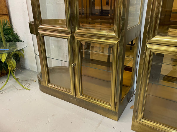 Mastercraft Brass and Glass Display or Vitrine Cabinets, a Pair lower view