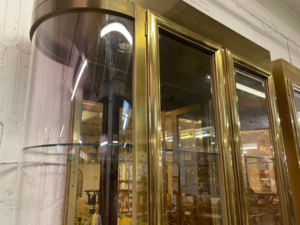 Mastercraft Brass and Glass Display or Vitrine Cabinets, a Pair side view