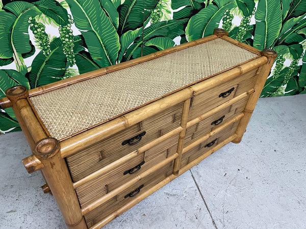 Vintage Bamboo and Rattan Double Dresser top view