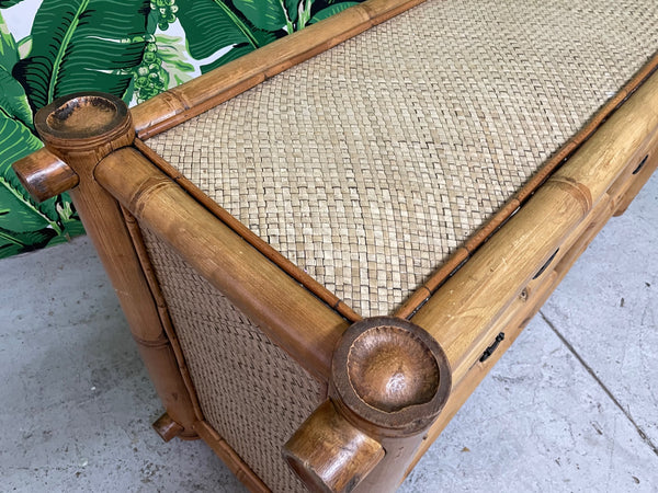 Vintage Bamboo and Rattan Double Dresser
