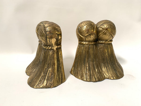 Pair of Solid Brass Tassel Bookends front view