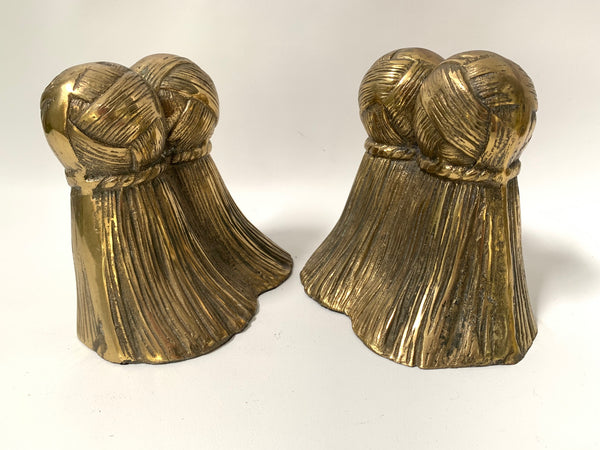 Pair of Solid Brass Tassel Bookends side view