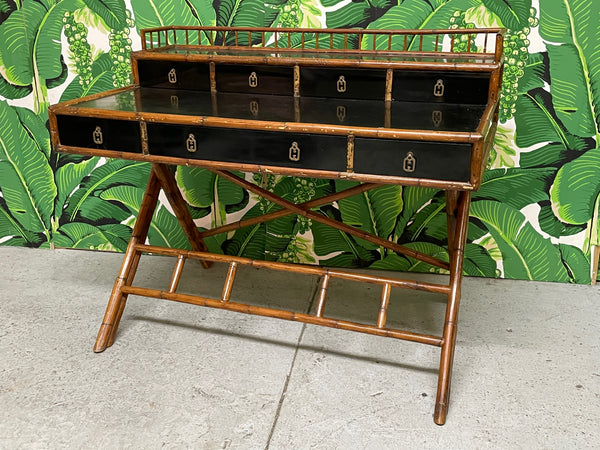 French Riviera Style Bamboo and Rattan Office Desk