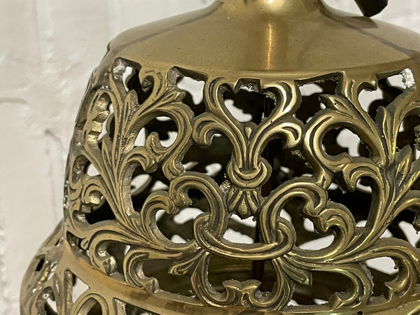 Brass Open Fretwork Cage Design Table Lamp