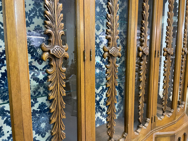 Vintage Hand Carved China Cabinet front view