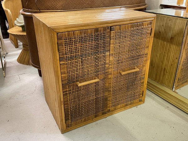 Split Reed Rattan and Wicker Cabinet front view