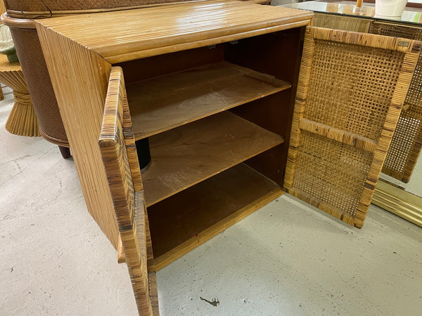 Split Reed Rattan and Wicker Cabinet open view