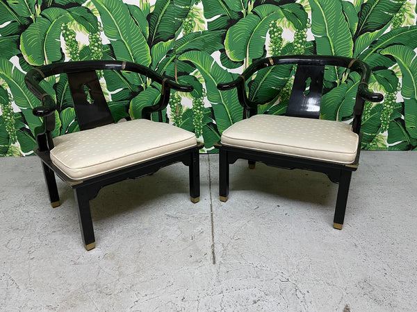 Pair of James Mont Style Horseshoe Chairs by Century front view