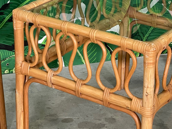 Rattan and Glass End Tables