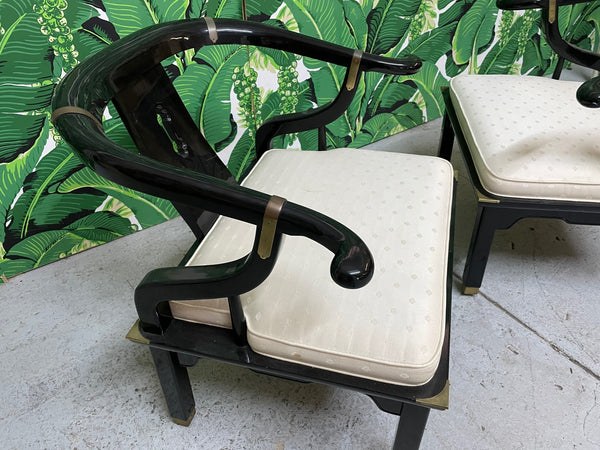 Pair of James Mont Style Horseshoe Chairs by Century