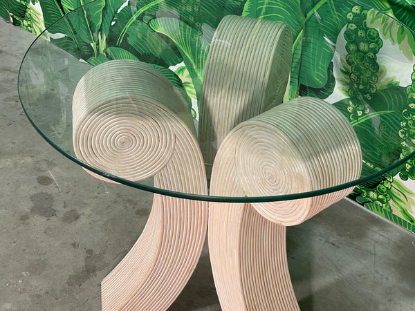 Split Reed Rattan End Table in the Manner of Betty Cobonpue