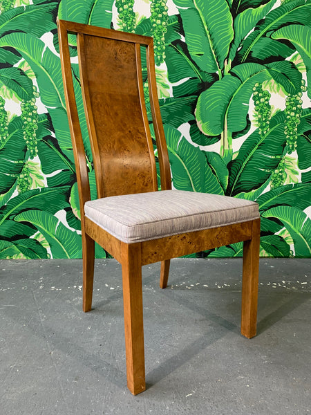 Burl Wood Dining Chairs by Founders Furniture in the Manner of Milo Baughman side view