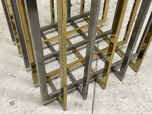 Pierre Cardin Chrome and Brass Brutalist Cube Dining Table lower view