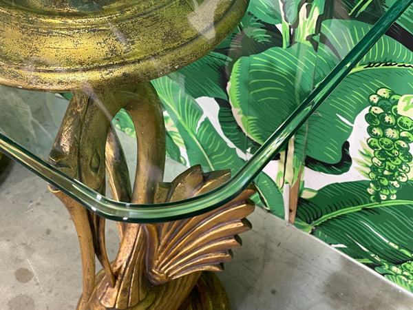 Gilded Carved Wood Swan Console Table