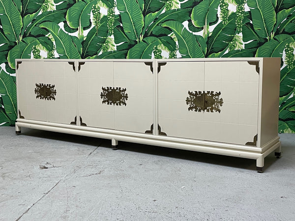Large Three Cabinet Pedestal Credenza by Renzo Rutili for Johnson Furn. Co.
