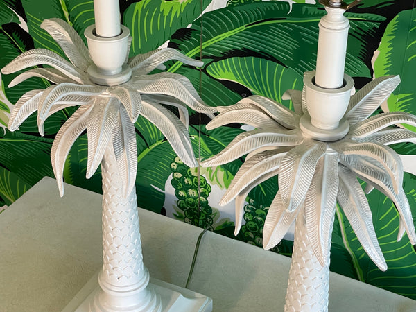 Sculptural Palm Tree Monkey Table Lamps