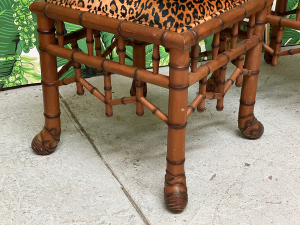 Faux Bamboo Pavilion Style Leopard Print Footstools, a Pair side view