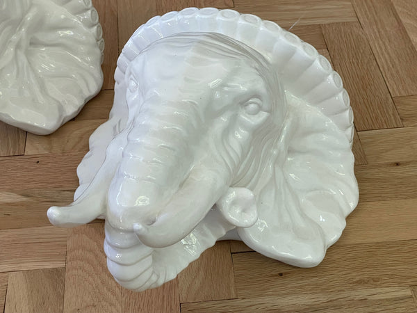Italian Porcelain Elephant Head Wall Shelves
