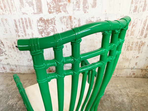 Set of Six Bamboo Pagoda Dining Chairs by McGuire close up