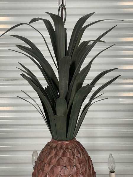 Tole Metal Large Sculptural Pineapple Chandelier, 2 Available