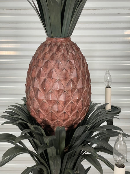 Tole Metal Large Sculptural Pineapple Chandelier, 2 Available