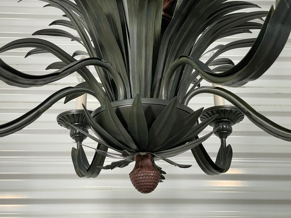 Tole Metal Large Sculptural Pineapple Chandelier, 2 Available