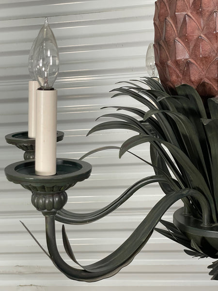 Tole Metal Large Sculptural Pineapple Chandelier, 2 Available