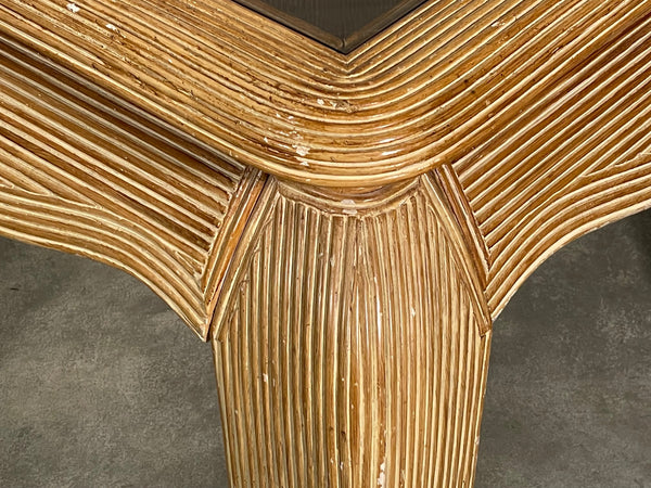 Pencil Reed Rattan Ming Asian End Tables